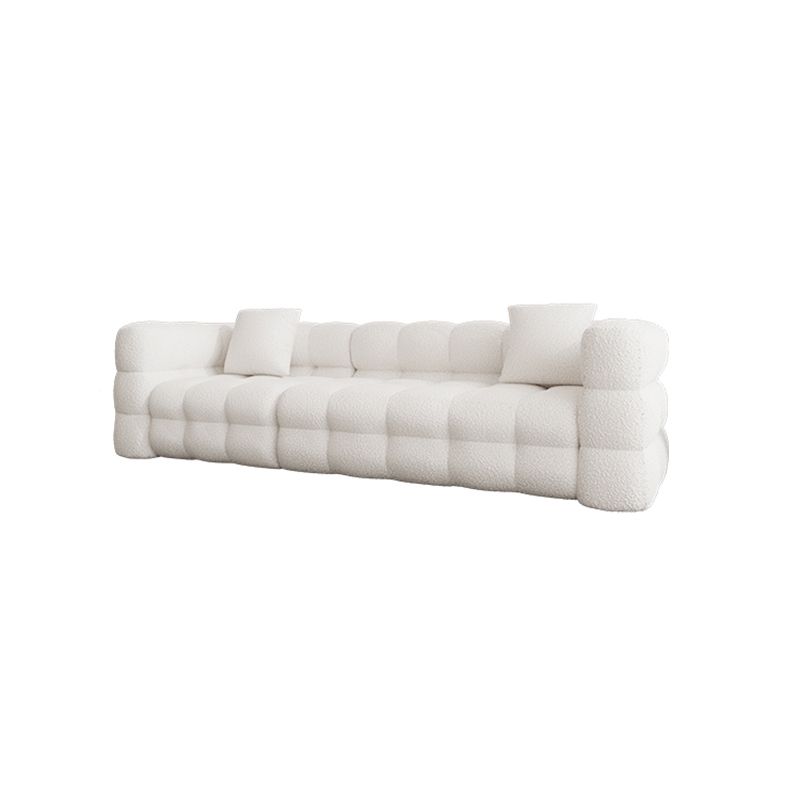 Tuxedo Arm Sofa Sewn Pillow Back Modern Seating in White for Apartment