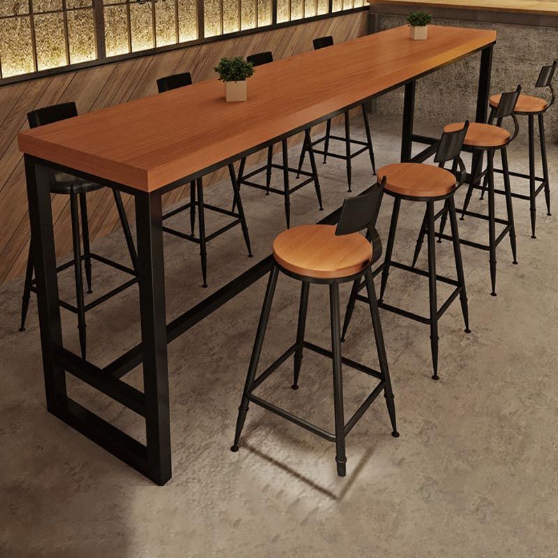 Wood Bar Table Traditional Luxury Rectangle Bar Table with Trestle Base Clearhalo 'Bar Furniture' 'Bar Tables' 'bar_tables' 'furn' 'furn_bar_tables' 'Furniture' 'furniture_bar_tables' 'Kitchen & Dining Furniture' 1200x1200_4784379a-4f85-4964-a9f2-98eed53ecc80