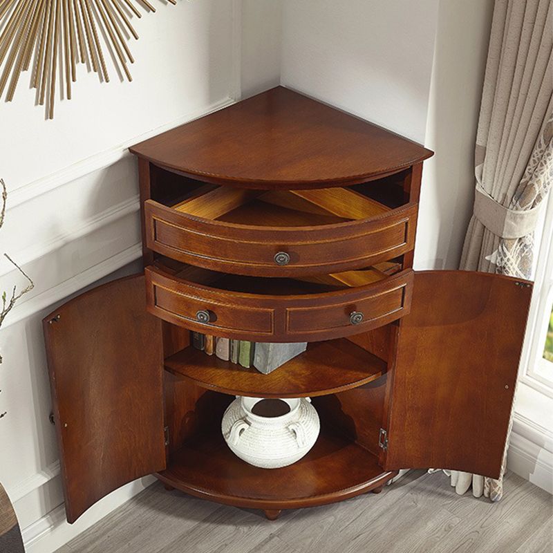 Mid-century Modern 1- Door Wooden Cabinet Rectangle Accent Cabinet with 2-Drawer