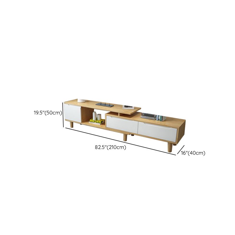Console multimediale moderna Console TV in legno di gomma con 2 cassetti e ante