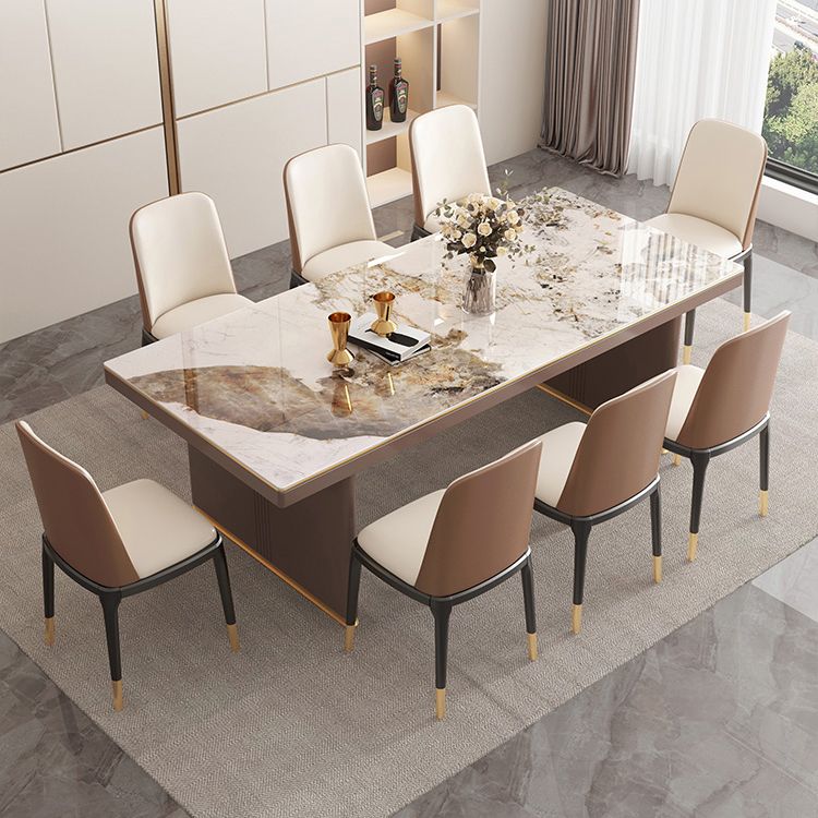 Traditional Luxury Style Dining Table Sintered Stone Table with Double Pedestal Clearhalo ' dining_table' 'Dining Tables & Seating' 'Dining Tables' 'furn' 'furn_dining_table' 'Furniture' 'furniture_dining_table' 'Kitchen & Dining Furniture' 'kitchen&dining_furn' 'kitchen' 'kitchen_dining_table' 1200x1200_4789950b-5998-48c3-bcd5-66027634e481
