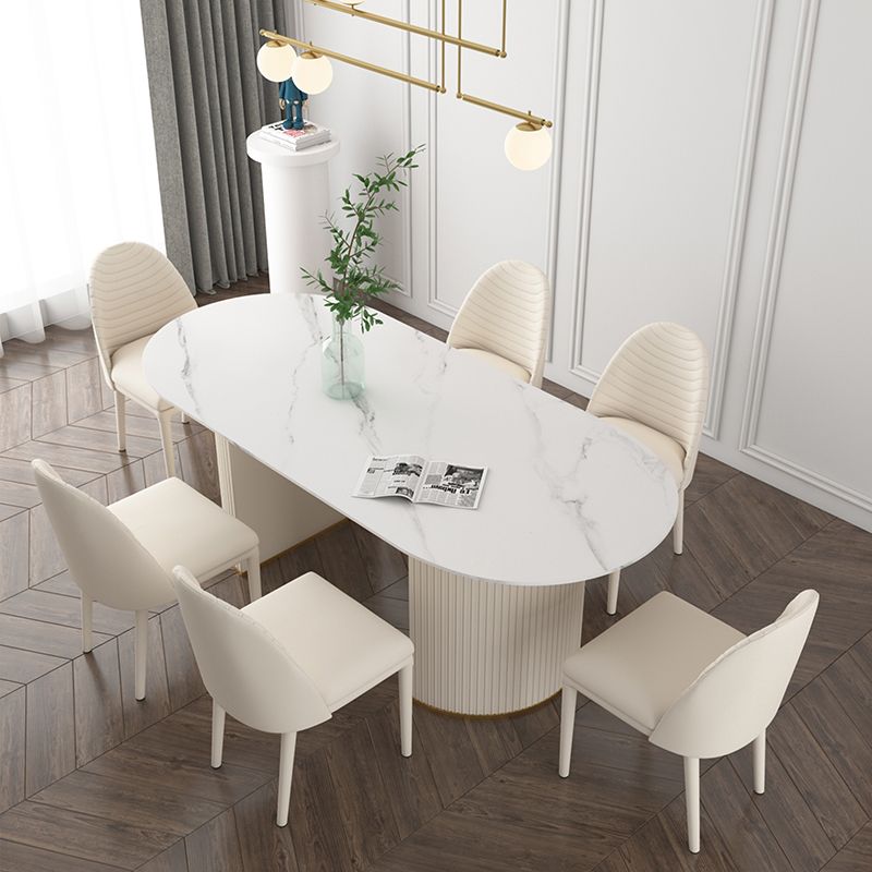 Traditional Luxury Dining Table Oval Dining Table with Double Pedestal Base Clearhalo 'Dining Tables & Seating' 'Dining Tables' 'dining_table' 'furn' 'furn_dining_table' 'Furniture' 'Kitchen & Dining Furniture' 1200x1200_4789fdb3-335b-4d1a-b4c9-c6750dd42acb