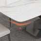 White Stone Top Dining Table Rectangular Tabletop with Metal Pedestal Base Clearhalo 'Dining Tables & Seating' 'Dining Tables' 'dining_table' 'furn' 'furn_dining_table' 'Furniture' 'Kitchen & Dining Furniture' 1200x1200_478b6e2f-525b-4f87-bc0e-0a4eb3904718