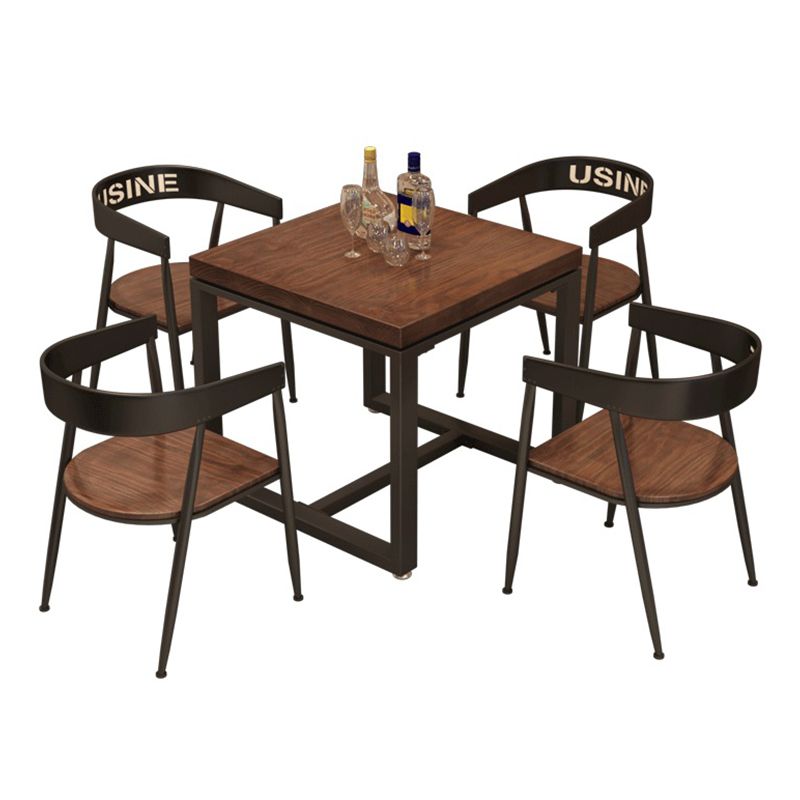 Industrial 1/2/3/5 Pieces Dining Set Square Solid Wood Dining Table Set Clearhalo 'Dining Room Sets' 'Dining Tables & Seating' 'dining_room_set' 'furn' 'furn_dining_room_set' 'Furniture' 'furniture_dining_room_set' 'Kitchen & Dining Furniture' 'kitchen&dining_furn' 'kitchen' 1200x1200_478b85d7-8532-455d-81b3-26226bcdc518
