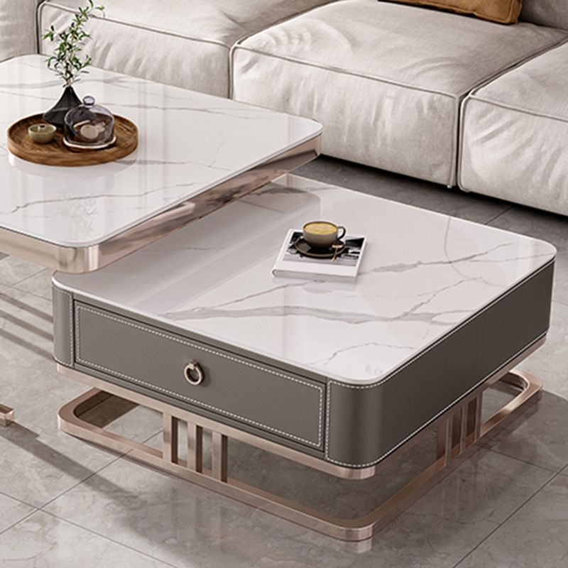 Square Coffee Table Glass Top Coffee Table Set with Golden Legs Clearhalo 'Coffee & Accent Tables' 'Coffee Tables' 'coffee_tables' 'furn' 'furn_coffee_tables' 'Furniture' 'Living Room Furniture' 1200x1200_478be7f5-039f-4f22-8f3a-d118a4253c13