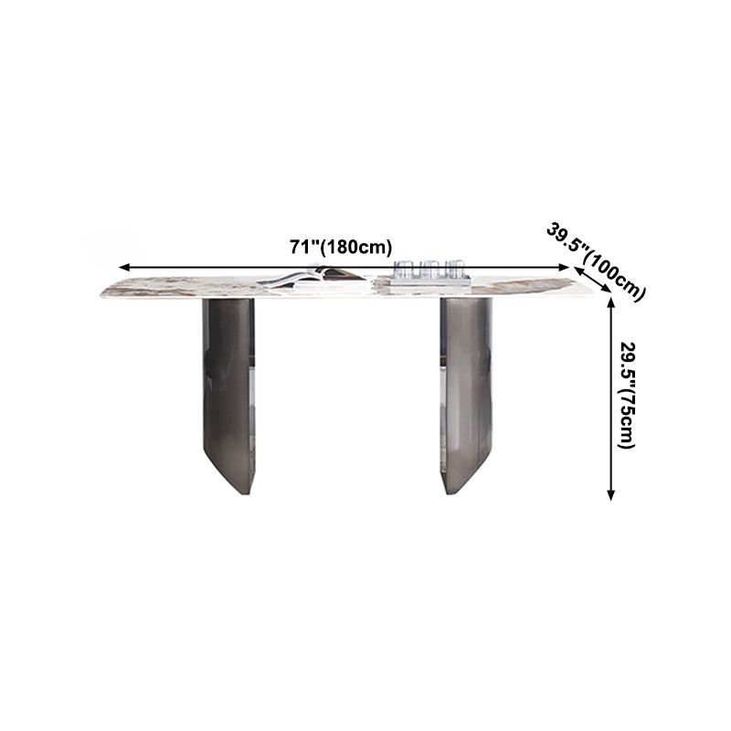 Sintered Stone Modern Rectangle Table Modern Kitchen Table with Double Pedestal in Grey Clearhalo ' dining_table' 'Dining Tables & Seating' 'Dining Tables' 'furn' 'furn_dining_table' 'Furniture' 'furniture_dining_table' 'Kitchen & Dining Furniture' 'kitchen&dining_furn' 'kitchen' 'kitchen_dining_table' 1200x1200_478c19f9-b8eb-4438-9e5a-beb97bab9b84