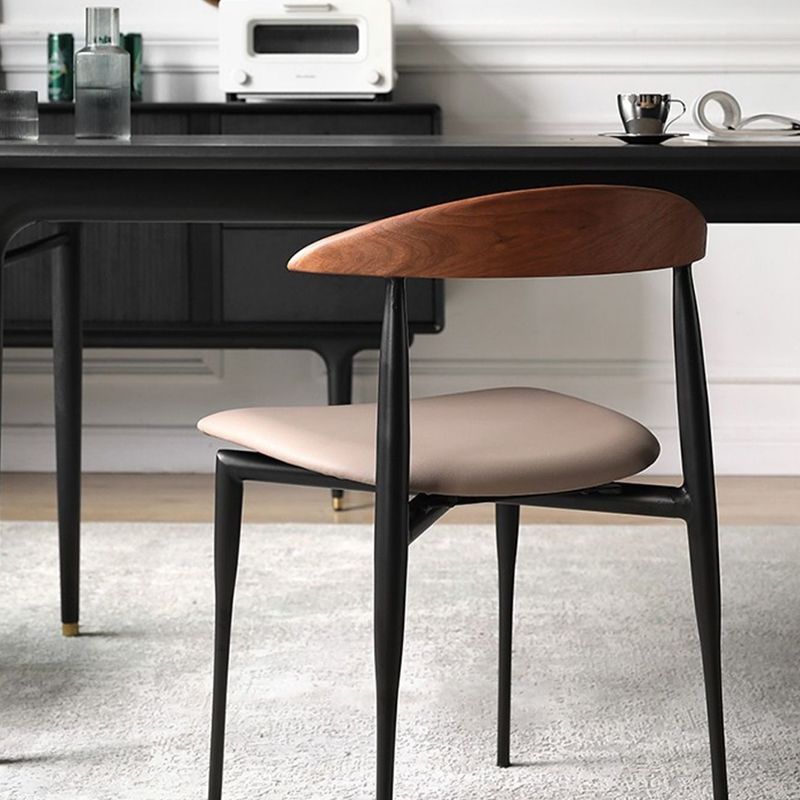 Industrial Stackable Dining Chairs Black Iron Legs Armless Dining Side Chair