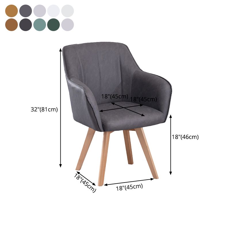 Scandinavian Style Faux Leather Dining Chairs Solid Back Arm Chairs for Home Use Clearhalo ' kitchen&dining_furn' 'Dining Chairs' 'Dining Tables & Seating' 'dining_chair' 'furn' 'furn_dining_chair' 'Furniture' 'furniture_dining_chair' 'Kitchen & Dining Furniture' 'kitchen' 1200x1200_478da8bb-376a-4e8c-82a9-7a1bddc2b234