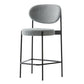 Contemporary Metal Barstool Fabric Stool Low Back in Matte Finish with 4 Legs