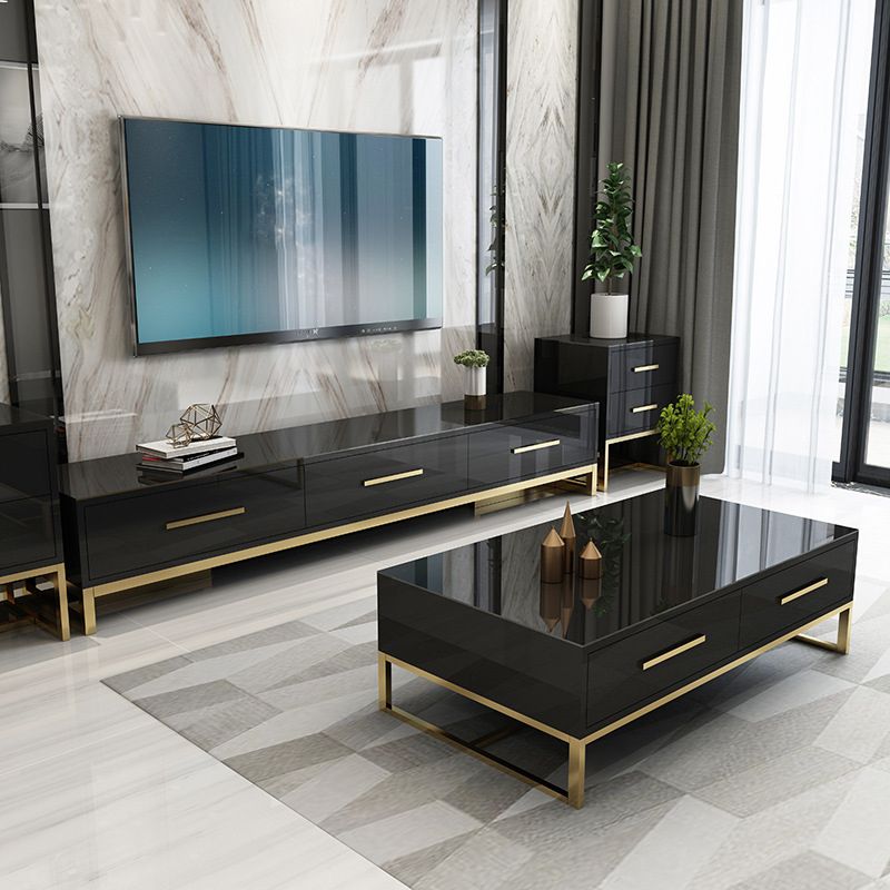 Enclosed Storage Media Console Glass TV Stand Console for Living Room Clearhalo 'furn' 'furn_tv_stands_entertainment_centers' 'Furniture' 'Living Room Furniture' 'TV Stands & Entertainment Centers' 'TV Stands & Media Storage Furniture' 'tv_stands_entertainment_centers' 1200x1200_478eb0a3-ffa3-4111-accc-eed7cd9a48ec