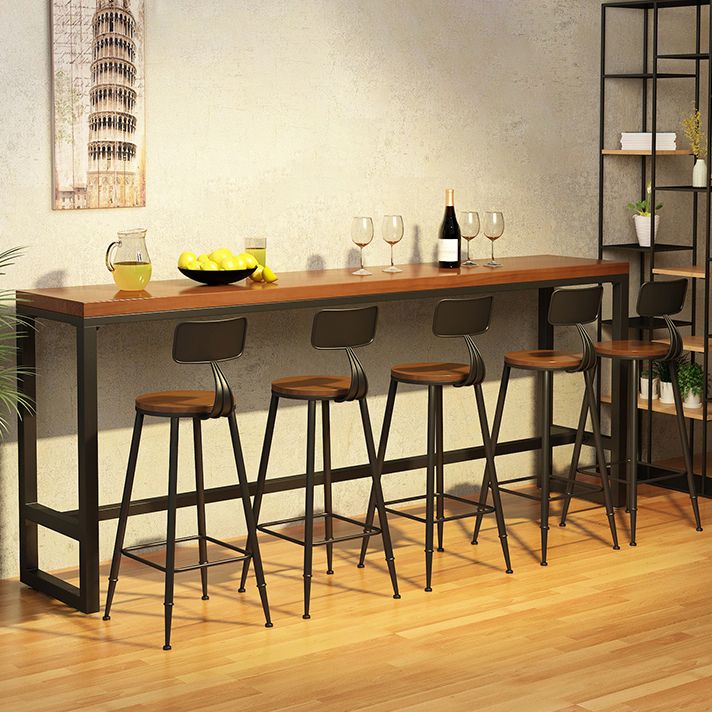 Rechteckiger Bar-Esstisch aus Holz. Moderner Bartisch mit Bockgestell in Schwarz