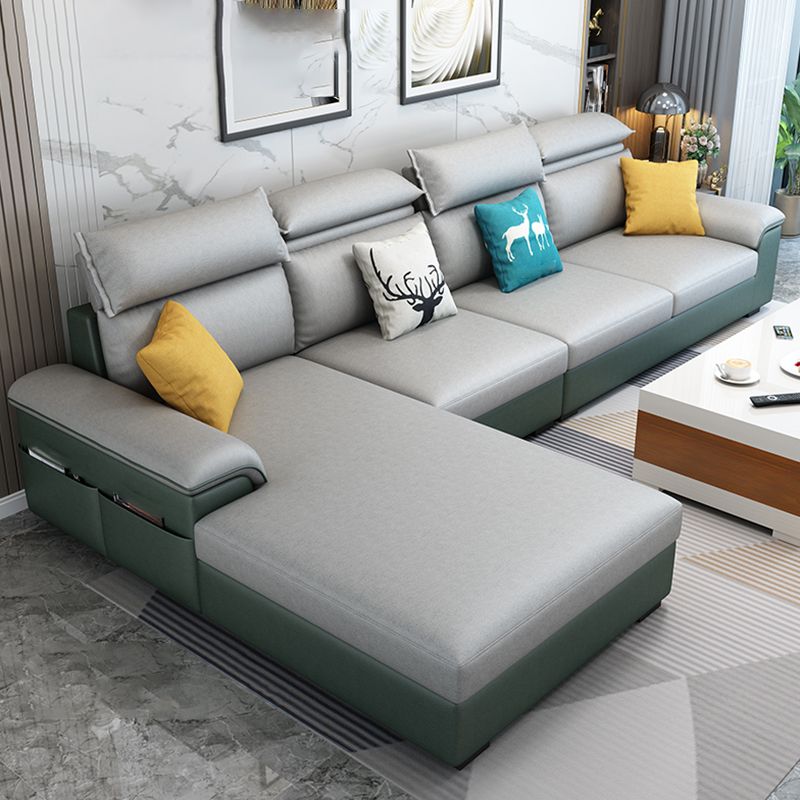 Modern L-Shape Sectional Pillow Back Cushion Sofa and Chaise with Storage Clearhalo 'furn' 'furn_sectionals' 'Furniture' 'furniture_sectionals' 'Living Room Furniture' 'Sectionals' 1200x1200_4790dea3-2372-4e0a-acec-5c462da76f39