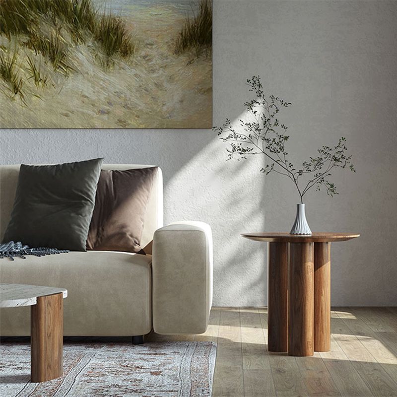 Rustic Side End Snack Table Brown Living Room Round 3 Legs Corner Table