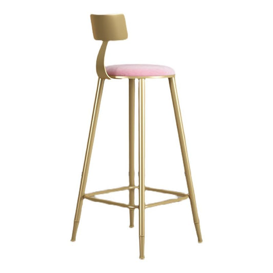 Glam Armless Backrest Counter Stool Iron Bar Stool with Velvet Cushion Clearhalo 'Bar Furniture' 'Bar Stools' 'bar_stools' 'furn' 'furn_bar_stools' 'furniture_bar_stools' 'Kitchen & Dining Furniture' 'kitchen&dining_furn' 'kitchen' 'kitchen_furn' Furniture' 1200x1200_47919b70-9464-49e5-83a1-0c6f50bb4909