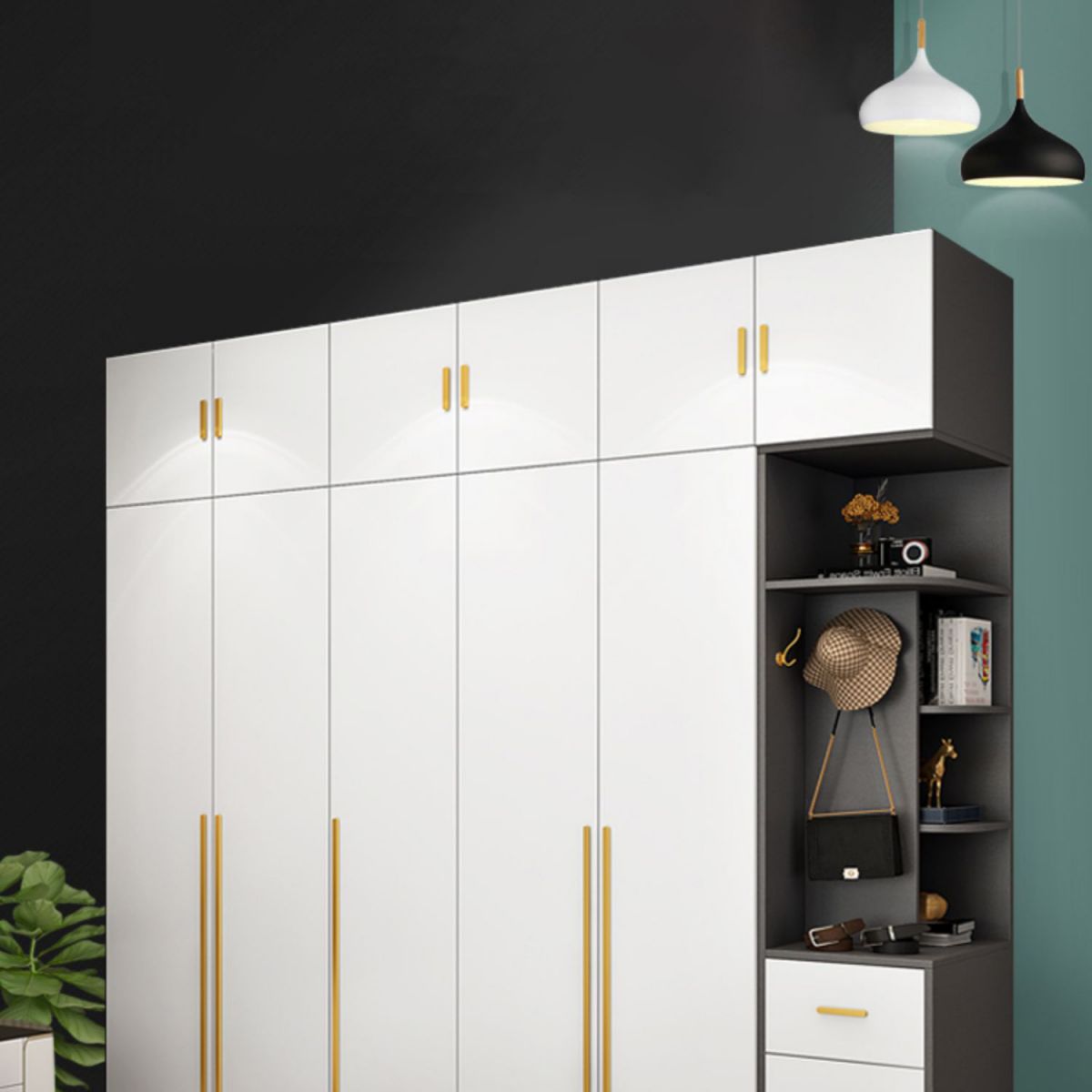 Color blanco Armario de madera Armario de armario de puerta cerrada para casa para casa