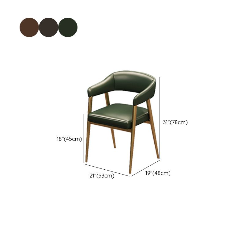 Industrial Faux Leather Chairs Upholstered Arm Chairs with Metal Base