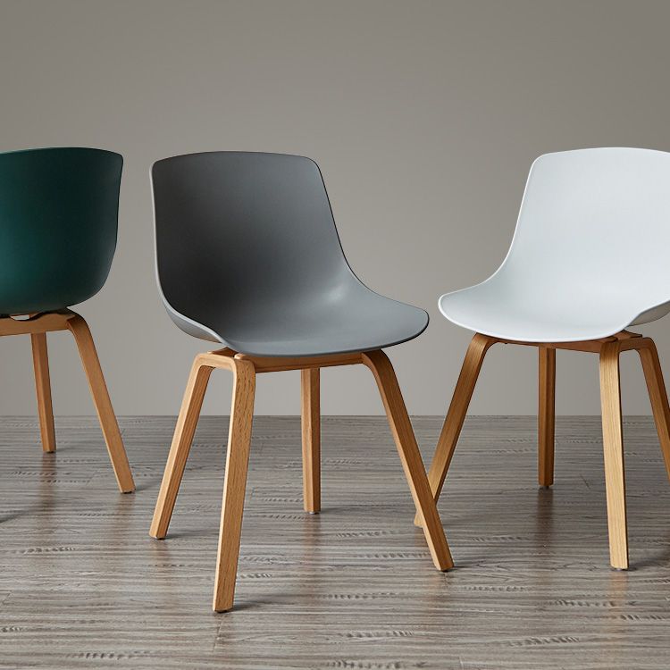 Contemporary Style Dining Room Chairs Solid Armless Chair with Wooden Legs Clearhalo ' kitchen&dining_furn' 'Dining Chairs' 'Dining Tables & Seating' 'dining_chair' 'Furniture' 'furniture_dining_chair' 'Kitchen & Dining Furniture' 'kitchen' 1200x1200_4796653d-7dd7-49c6-b863-95cfc1ace5ad