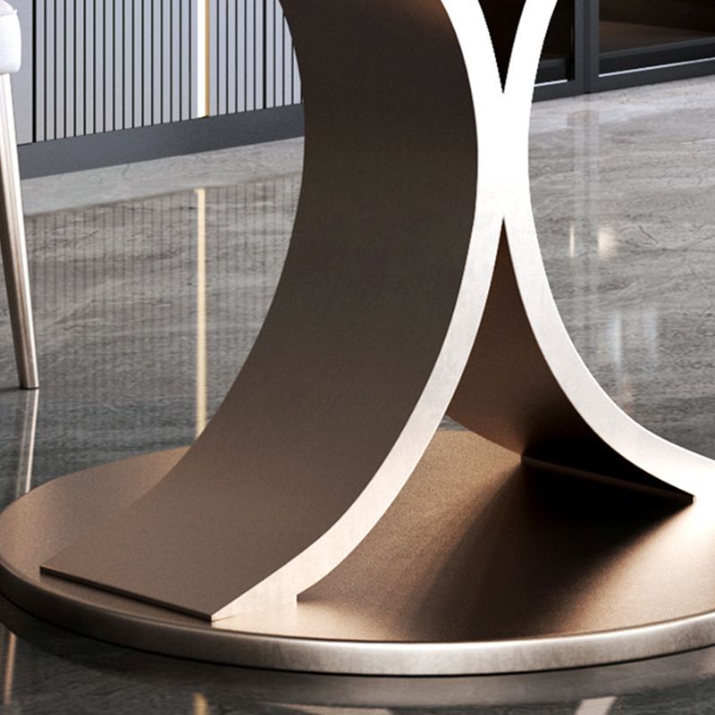 Glam Dining Round Table Sintered Stone Table with Metal Legs for Home Use Clearhalo 'Dining Tables & Seating' 'Dining Tables' 'dining_table' 'furn' 'furn_dining_table' 'Furniture' 'Kitchen & Dining Furniture' 1200x1200_479a1de1-251e-479d-9aac-daf54d685ce0