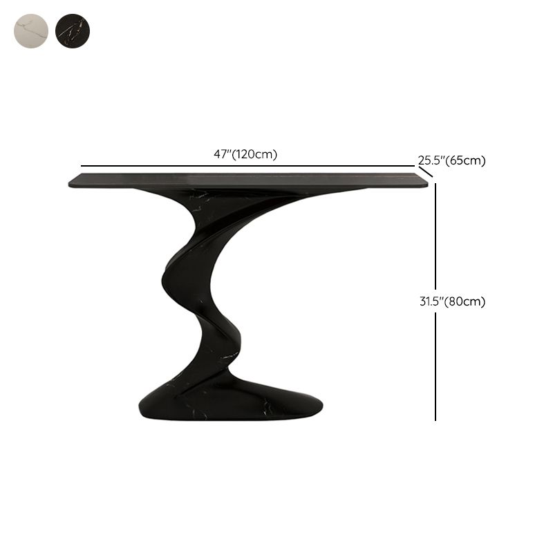 Modern Console Table Rectangle Stone Accent Table , 25.5 inch Wide