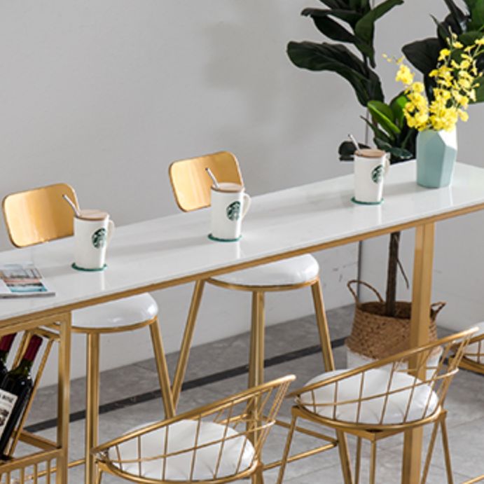 Glam Rectangle Counter Height Dining Table White and Gold Pub Table Clearhalo 'Bar Furniture' 'Bar Tables' 'bar_tables' 'furn' 'furn_bar_tables' 'Furniture' 'Kitchen & Dining Furniture' 1200x1200_479b10e7-638e-47e7-a25f-4d9c4529b887