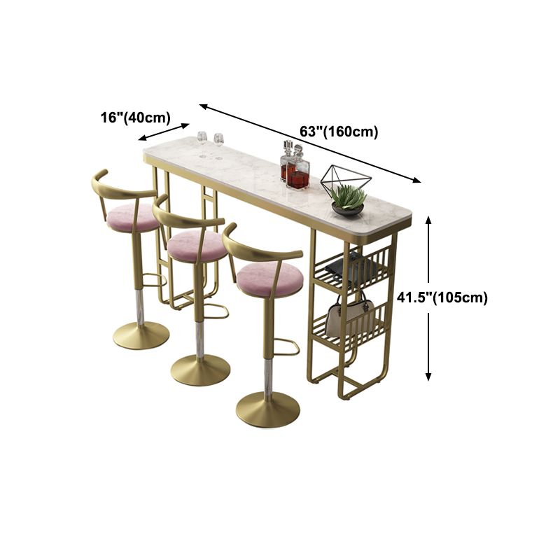 Glam Style Bar Table Artificial Marble Pub Table with Shelf for Dining Room, Only Table Clearhalo 'Bar Furniture' 'Bar Tables' 'bar_tables' 'furn' 'furn_bar_tables' 'Furniture' 'furniture_bar_tables' 'Kitchen & Dining Furniture' 1200x1200_479b25b7-96e5-4965-ab0f-2c343260d07f