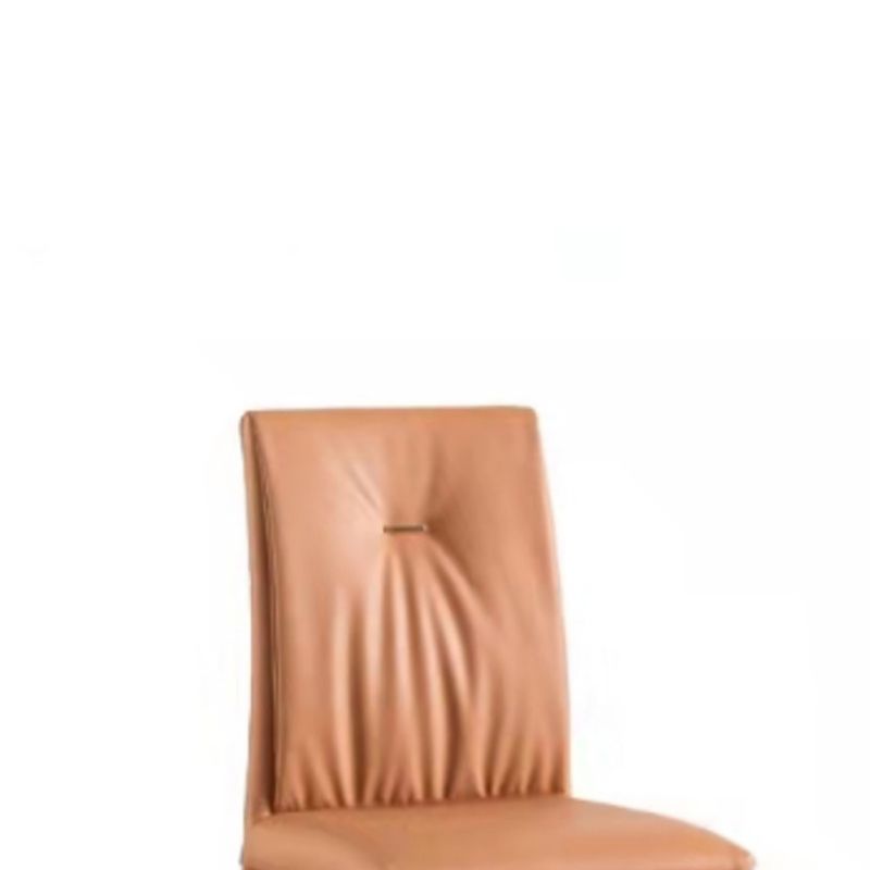 Eigentijdse faux lederen eetkamerstoelen metalen armloze eetkamerstoel voor thuisgebruik