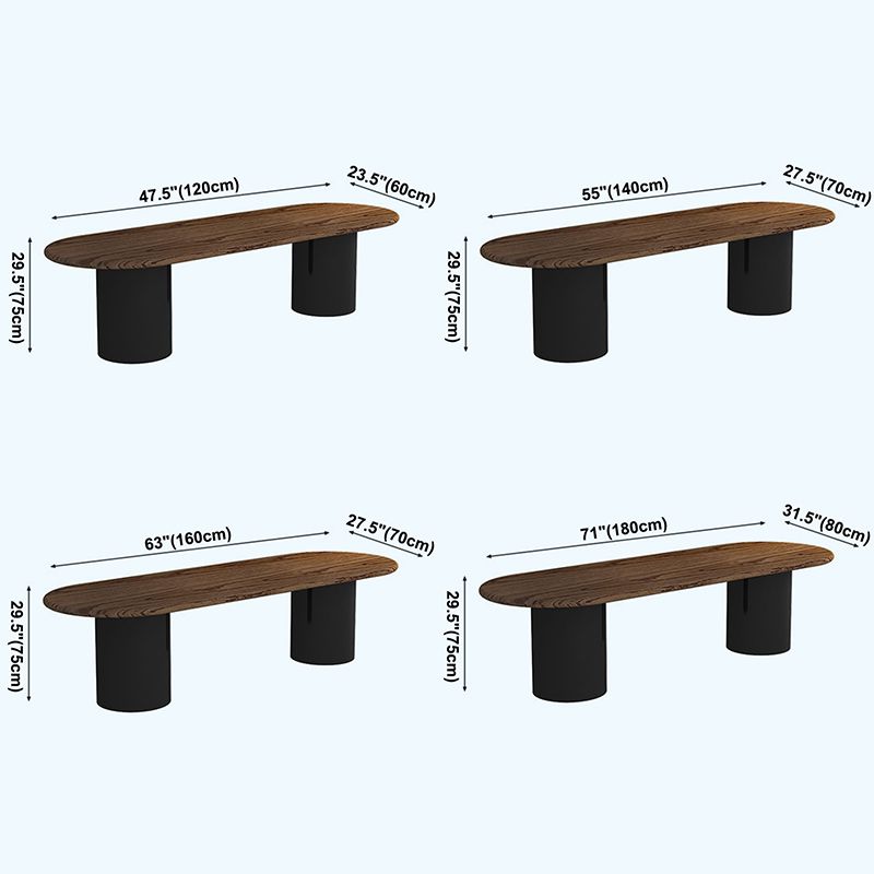 Oval Dark Wood Color Dining Table Pine Solid Wood Table Modern with Double Pedestal Clearhalo ' dining_table' 'Dining Tables & Seating' 'Dining Tables' 'furn' 'furn_dining_table' 'Furniture' 'furniture_dining_table' 'Kitchen & Dining Furniture' 'kitchen&dining_furn' 'kitchen' 'kitchen_dining_table' 1200x1200_479e1f68-cf0b-4614-b773-96c57cb4f6f5