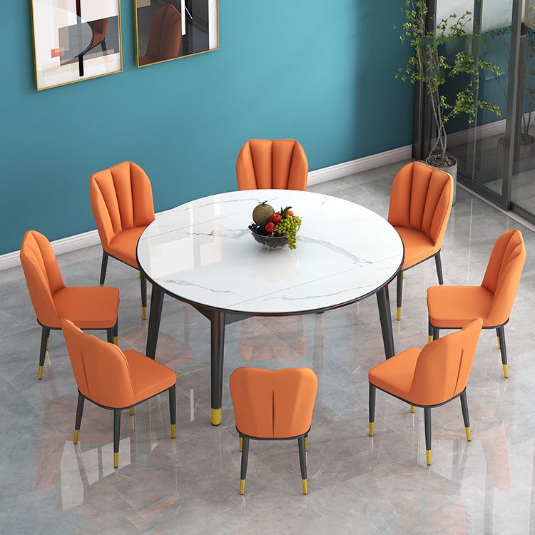 Modern Style Sintered Stone Dining Table Round Drop-Leaf Table with Wooden Base Clearhalo ' dining_table' 'Dining Tables & Seating' 'Dining Tables' 'furn' 'furn_dining_table' 'Furniture' 'furniture_dining_table' 'Kitchen & Dining Furniture' 'kitchen&dining_furn' 'kitchen' 'kitchen_dining_table' 1200x1200_479e994f-d1bd-4bb0-8112-9a029802d6da