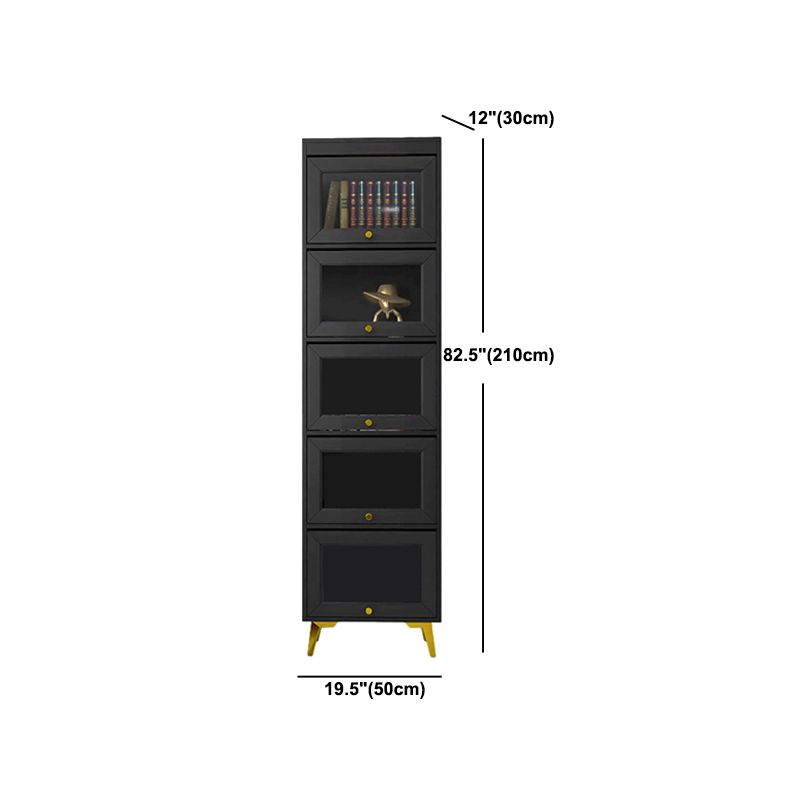 Modern 11.81" W Wooden Side Cabinet with Glass Doors in Black Clearhalo 'Cabinets & Chests' 'cabinets_chests' 'furn' 'furn_cabinets_chests' 'Furniture' 'Living Room Furniture' 1200x1200_479efa4c-018a-422d-803f-7d3651e303ff