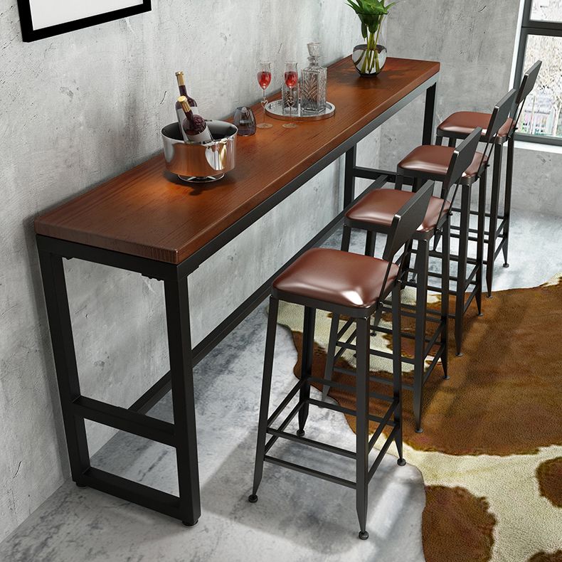 Pine Wood Bar Dining Table Industrial Bar Table with Trestle Base Clearhalo 'Bar Furniture' 'Bar Tables' 'bar_tables' 'furn' 'furn_bar_tables' 'Furniture' 'furniture_bar_tables' 'Kitchen & Dining Furniture' 1200x1200_47a14d71-6874-4199-87ef-580bf20bfff2