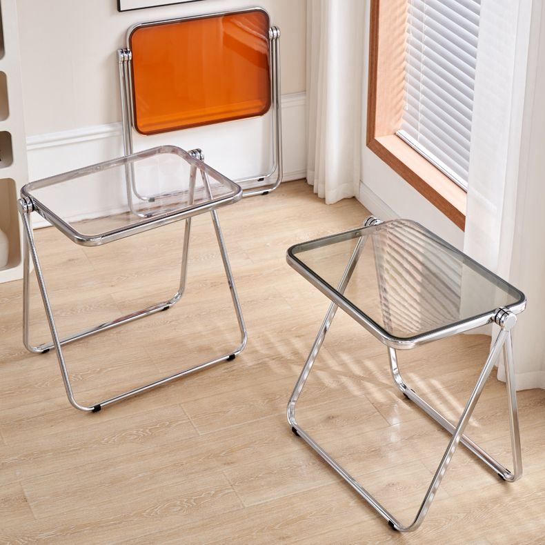 Acrylfaltbares Esstisch für 2 Person mit Silberstahlbasis