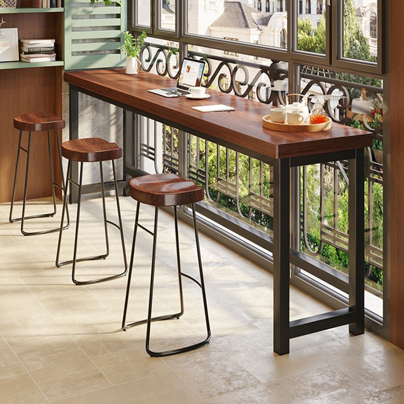 Industrial Indoor Bar Dining Table Metal and Wood Bar Wine Table Clearhalo 'Bar Furniture' 'Bar Tables' 'bar_tables' 'furn' 'furn_bar_tables' 'Furniture' 'Kitchen & Dining Furniture' 1200x1200_47a3fc4f-7898-421f-b5de-7a9450156211
