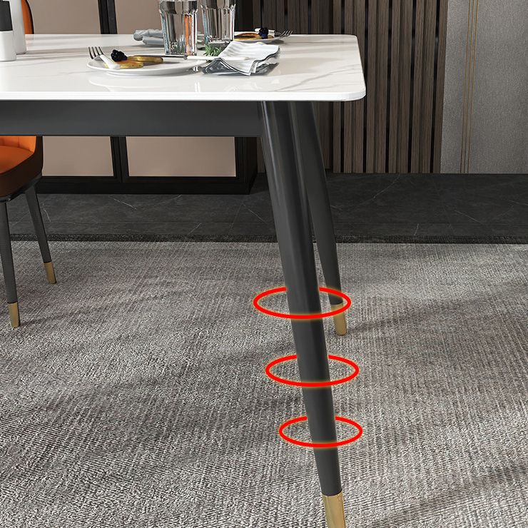 Stone Top Table Contemporary Dining Table with 4 Legs in Black Clearhalo 'Dining Tables & Seating' 'Dining Tables' 'dining_table' 'furn' 'furn_dining_table' 'Furniture' 'Kitchen & Dining Furniture' 1200x1200_47a97fba-3ac8-4c9d-8c46-9162ec307c94