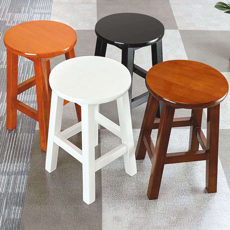 Silla alta redonda de madera maciza sin respaldo Silla de mostrador de madera industrial con 4 patas