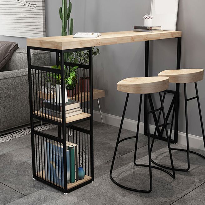 Industrial Rectangle Bistro Bar Desk Solid Wood Bistro Table for Indoor Clearhalo 'Bar Furniture' 'Bar Tables' 'bar_tables' 'furn' 'furn_bar_tables' 'Furniture' 'Kitchen & Dining Furniture' 1200x1200_47aab0e7-8260-43f1-b643-d91992126c23