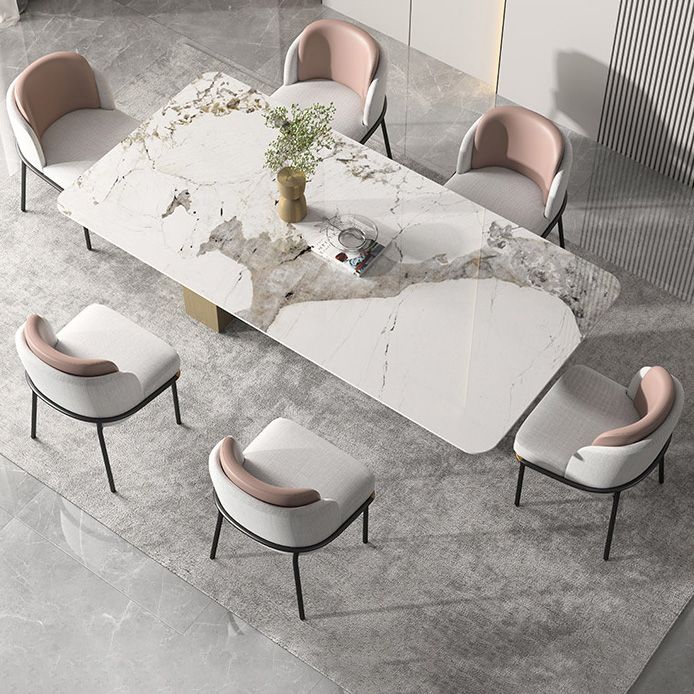 Sintered Stone Minimalist Dining Room Set with Rectangle Table and Metal Base Table Furniture Clearhalo ' dining_table' 'Dining Tables & Seating' 'Dining Tables' 'Furniture' 'furniture_dining_table' 'Kitchen & Dining Furniture' 'kitchen&dining_furn' 'kitchen' 'kitchen_dining_table' 1200x1200_47ab3994-7c12-48c9-8835-56d5cf6c61a1