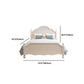 White Victorian Bed Frame Wood Panel Bed with Camelback Headboard