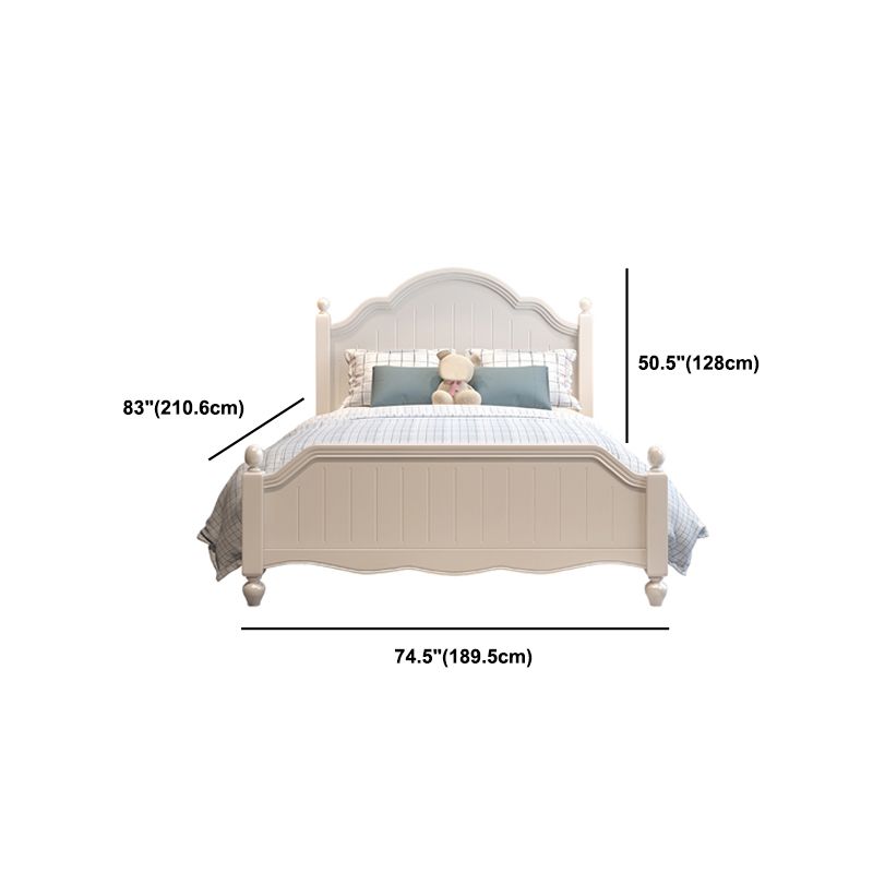 Wit Victoriaans bedframe houten paneelbed met Camelback -hoofdeinde