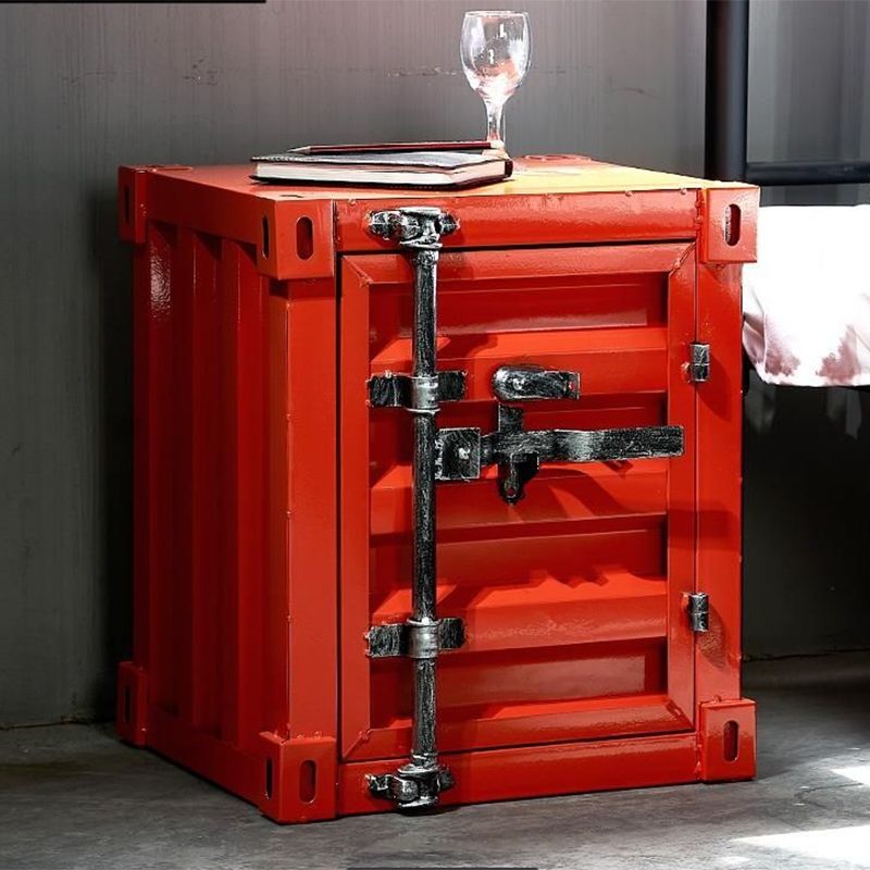 産業長方形のベッドサイドキャビネットメタルナイトテーブルストレージ付き