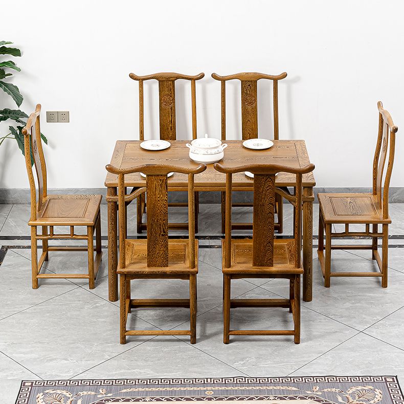 Traditional Style Solid Wood Dining Set with Rectangle Shape Table and 4 Legs Base Clearhalo 'Dining Room Sets' 'Dining Tables & Seating' 'dining_room_set' 'furn' 'furn_dining_room_set' 'Furniture' 'furniture_dining_room_set' 'Kitchen & Dining Furniture' 'kitchen&dining_furn' 'kitchen' 1200x1200_47adb559-5604-4623-bf90-01368dc84871