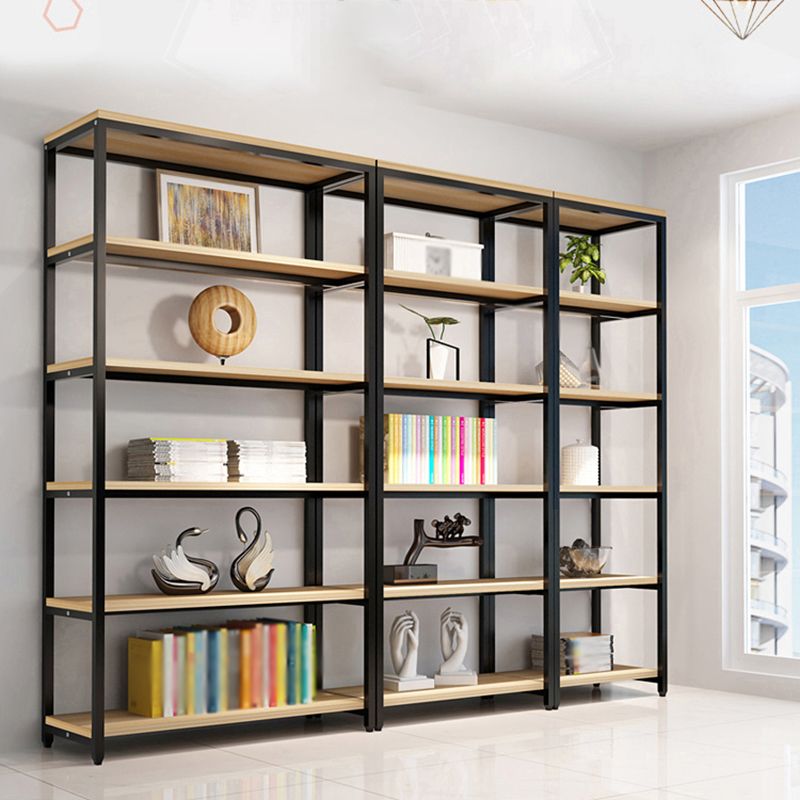Metal Etagere Bookcase Industrial Open Back Book Shelf with Shelves for Office and Home Clearhalo 'Bookcases' 'Furniture' 'furniture_bookcases' 'kitchen' 'kitchen_bookcases' 'Living Room Furniture' 'Office Furniture' 1200x1200_47aecdb2-5443-45df-b9b3-418d37bc3f32