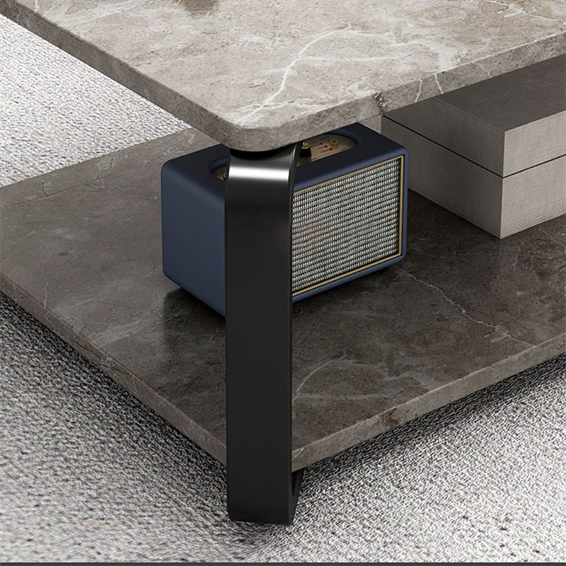 Glam Frame Coffee Table Slate Rectangular Cocktail Table with Storage Shelf