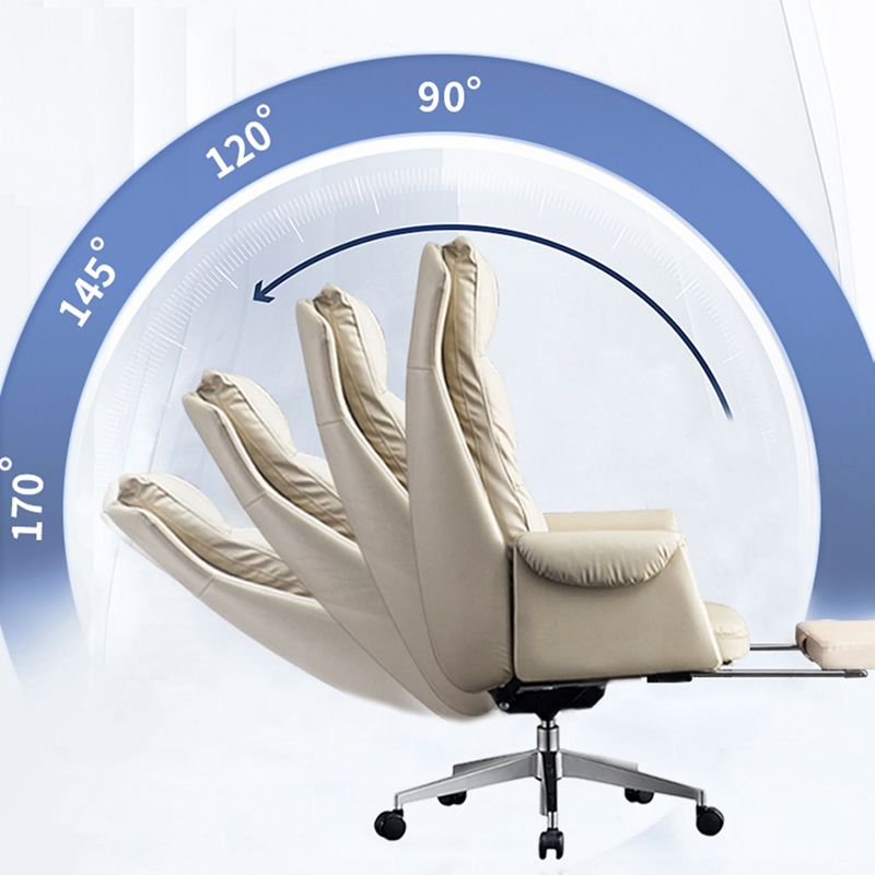 Chaise de bureau à glissement moderne chaise de bureau de hauteur de siège réglable en cuir sans bras avec roues