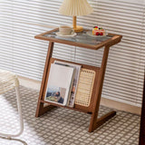 22.8" Tall Rectangular Glass Side Table Solid Wood Abstract End Table with Storage Clearhalo 'Coffee & Accent Tables' 'End & Side Tables' 'end_side_tables' 'furn' 'furn_end_side_tables' 'Furniture' 'Living Room Furniture' 1200x1200_47b11517-6bfb-4c5a-a763-e7746fc36598