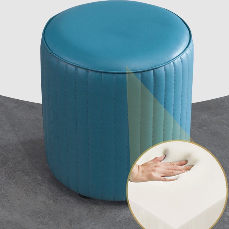Contemporary Pouf Ottoman Genuine Leather Upholstered Solid Color Cylinder Shape Ottoman Clearhalo 'furn' 'furn_ottomans_poufs' 'Furniture' 'Living Room Furniture' 'Ottomans & Poufs' 'ottomans_poufs' 1200x1200_47b18464-5db3-47f9-8ece-6b6ce86b16e0