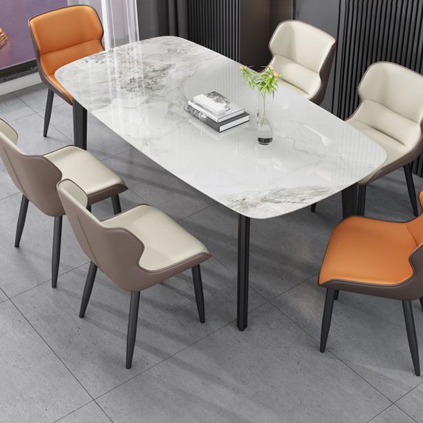 Modern Wingback Side Chair Faux Leather Armless Dining Chairs