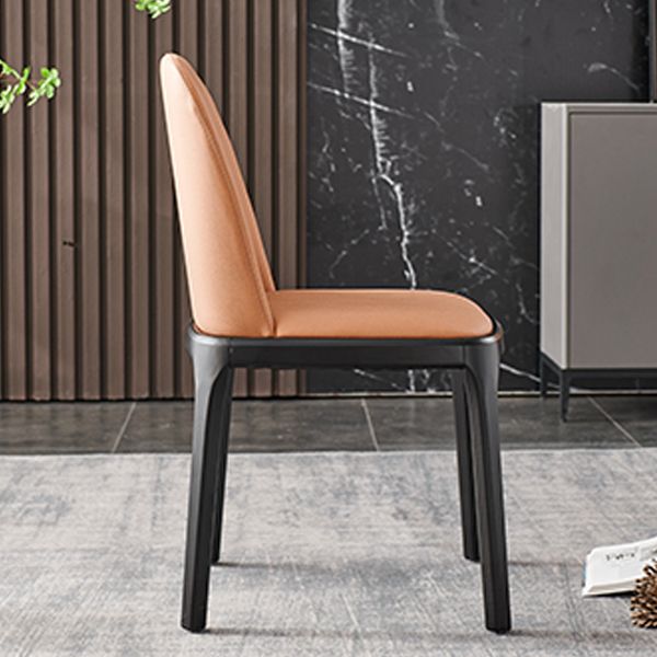 Contemporary Style Dining Chair Solid Back Dining Armless Side Chair with Wooden Legs