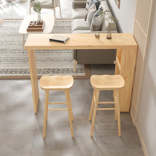 Modern Wood Patio Bar Table with Rectangle Table Top Double Pedestal Table- 41.3" H Clearhalo 'Bar Furniture' 'Bar Tables' 'bar_tables' 'furn' 'furn_bar_tables' 'Furniture' 'furniture_bar_tables' 'Kitchen & Dining Furniture' 1200x1200_47b30347-dde3-481e-8859-dcce0853987d