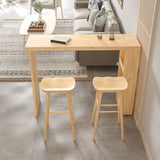 Modern Wood Patio Bar Table with Rectangle Table Top Double Pedestal Table- 41.3" H Clearhalo 'Bar Furniture' 'Bar Tables' 'bar_tables' 'furn' 'furn_bar_tables' 'Furniture' 'furniture_bar_tables' 'Kitchen & Dining Furniture' 1200x1200_47b30347-dde3-481e-8859-dcce0853987d