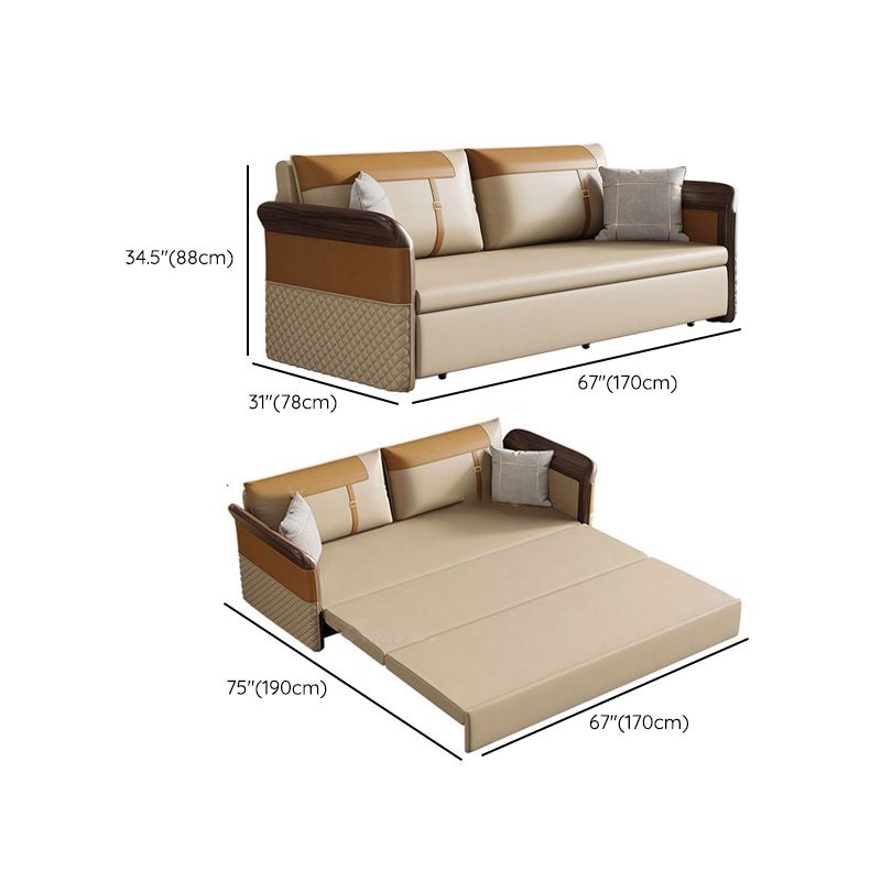 Contemporary Bonded Leather Sleeper Sofa with Pillow Back and Flared Arms Clearhalo 'furn' 'furn_futons' 'Furniture' 'Futons & Daybeds' 'Futons' 'Living Room Furniture' 1200x1200_47b37d50-07ca-437d-9835-9cd304d1735b